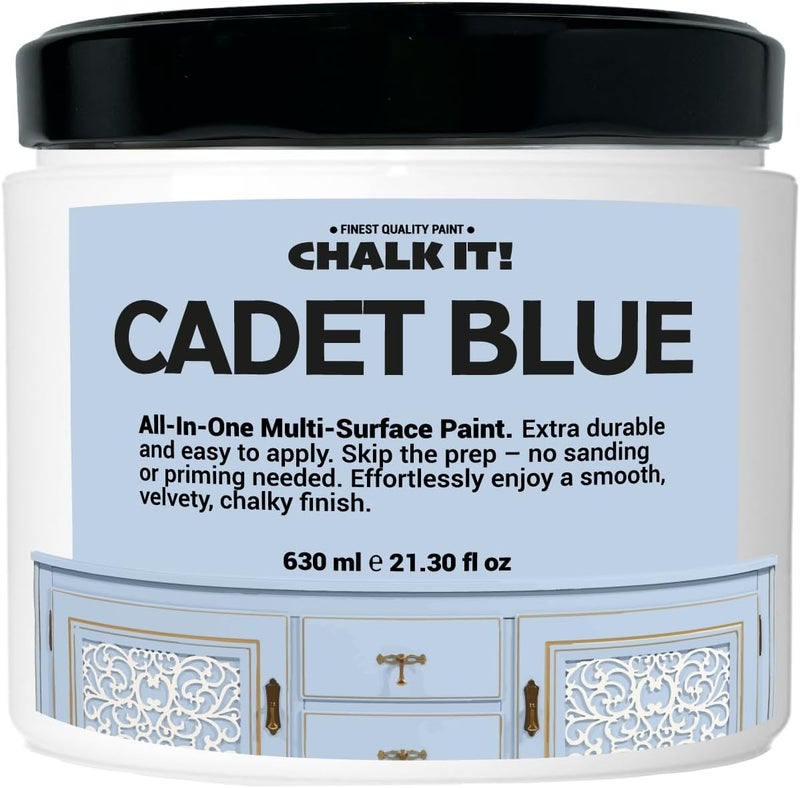CHALK IT! ! All-in-One Multi-Surface Chalk Paint for Furniture & Cabinets - No Sanding, No Primer, Built-In Top Coat Water-Based, Low-Odor, Fast-Drying, Matte Finish (Cadet Blue) - Image 1